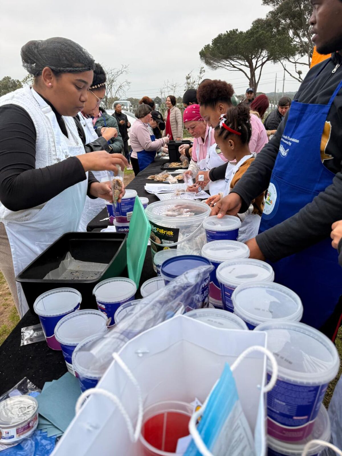 Students preparing the cookies.
