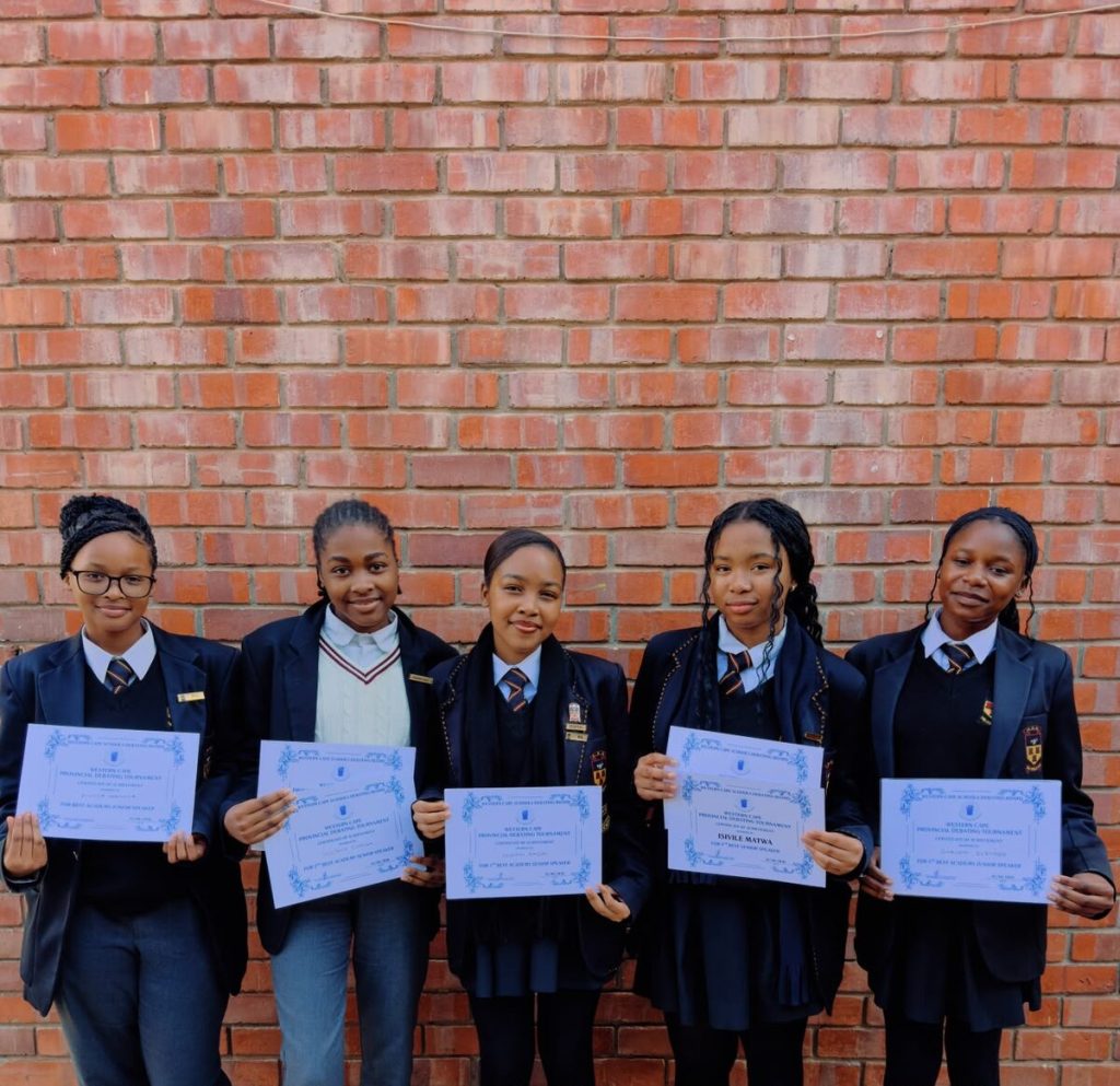 HHH learners (from left) Zingce Ndamana, Destiny Chamisa, Unathi Mazwi, Isivile Matwa and Shalom Ruzvidzo will represent the Western Cape at the 2026 National Schools' Debating Tournament.