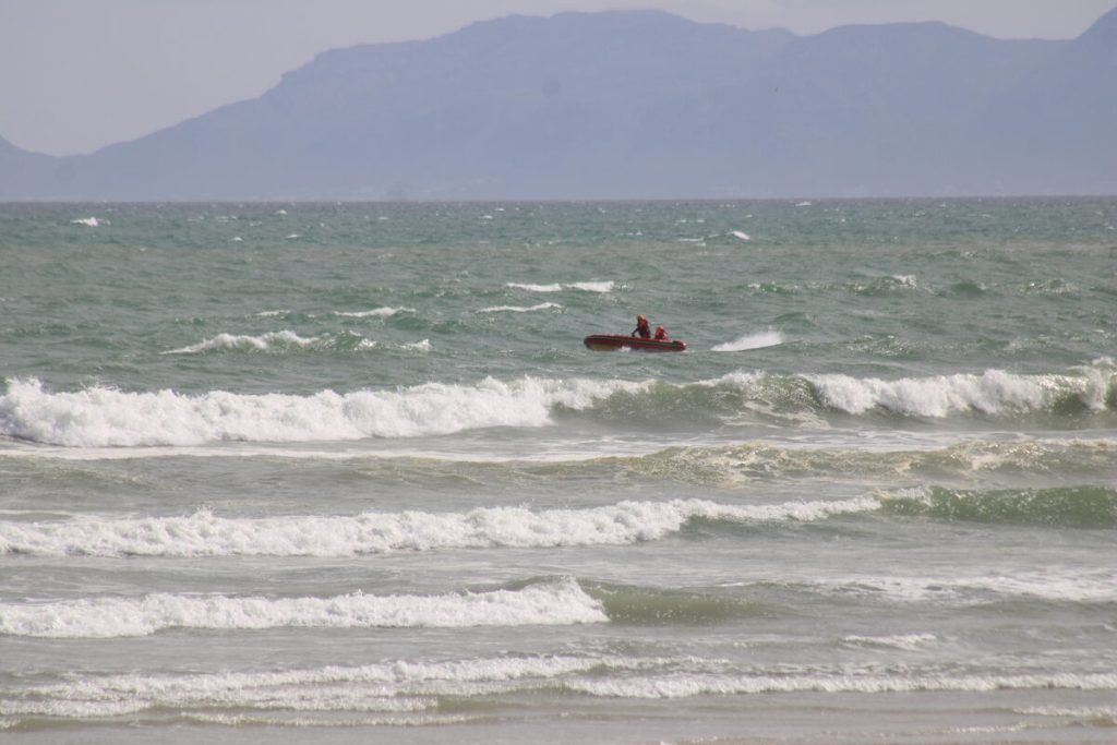 An NSRI rescue craft navigates choppy ocean waters off Strand Beach Photo: Yaseen Gaffar