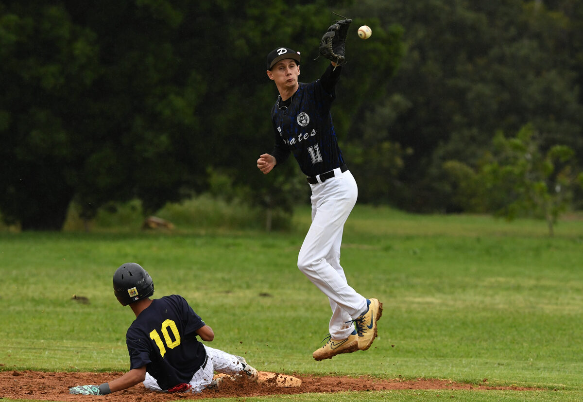 Zack Crowther puts in good work at second base for Pirates.