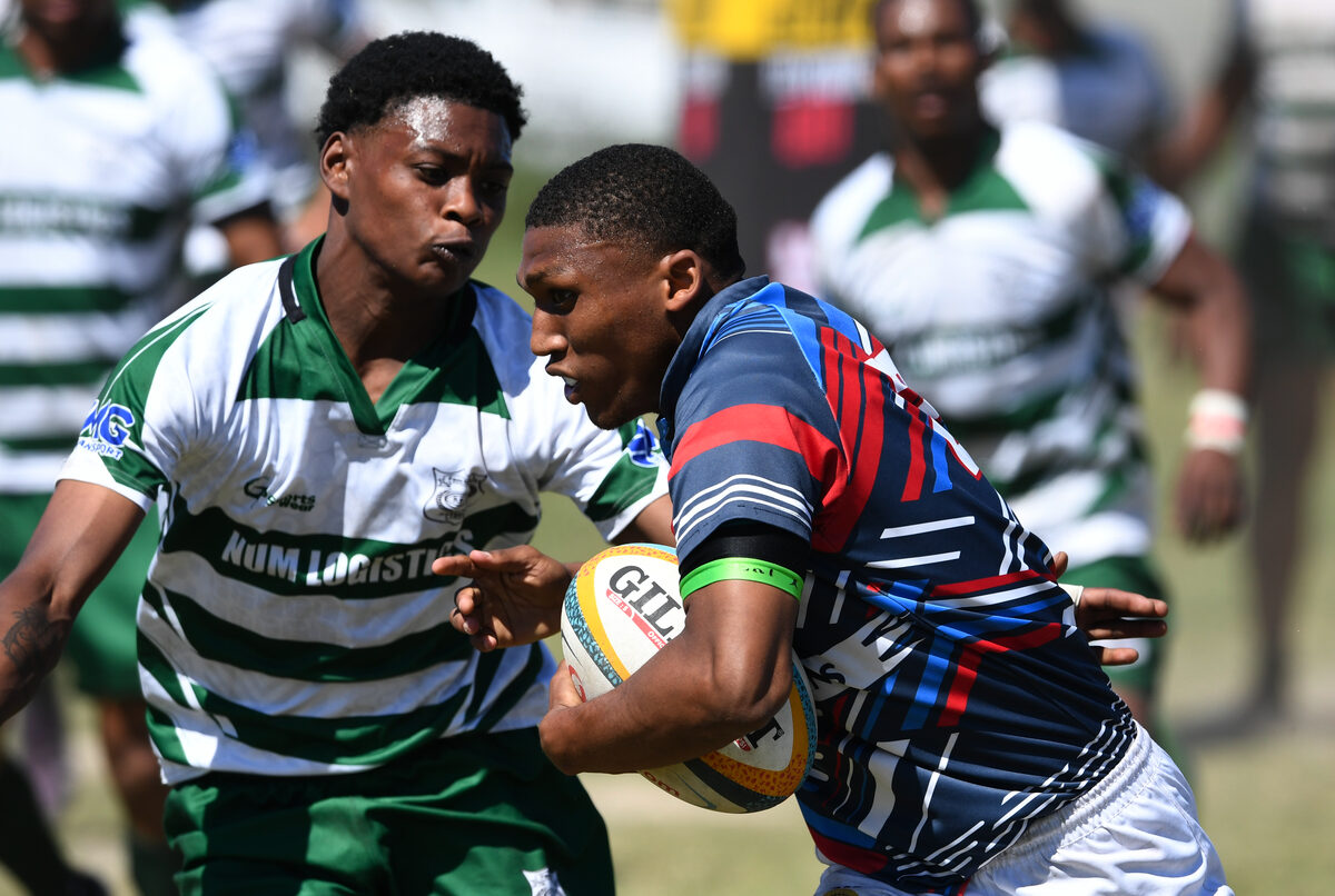 Clinton Britz charges forward for Sir Lowrians in their clash against Faure.