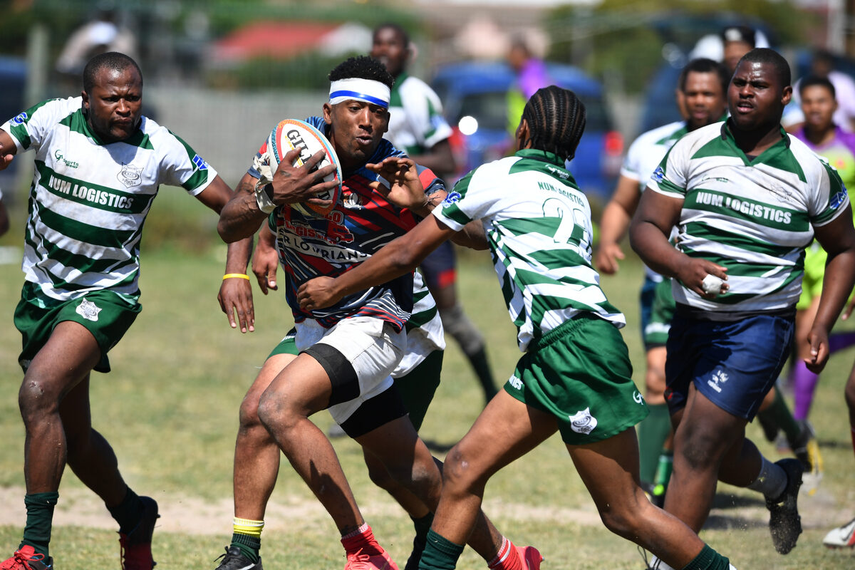 Leeton Pietersen of Sir Lowrians surges forward in his team's victorry over Faure.