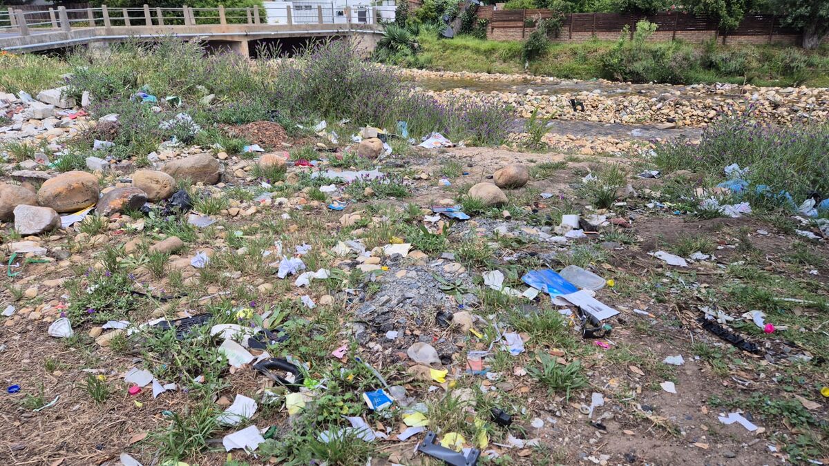 Sergeant Street in Somerset West, on the banks of the Lourens River, where litter has overcome the vicinity.