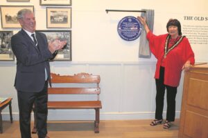 History etched in blue plaque at Rhenish Primary