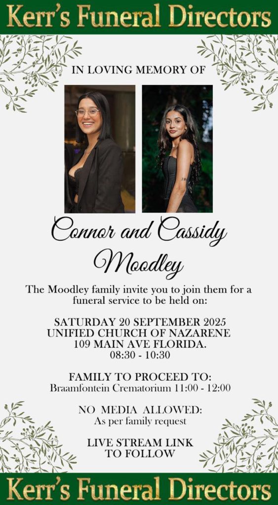 Connor and Cassidy Moodley will be laid to rest this weekend. (Photo: Facebook/Janene Moodley)