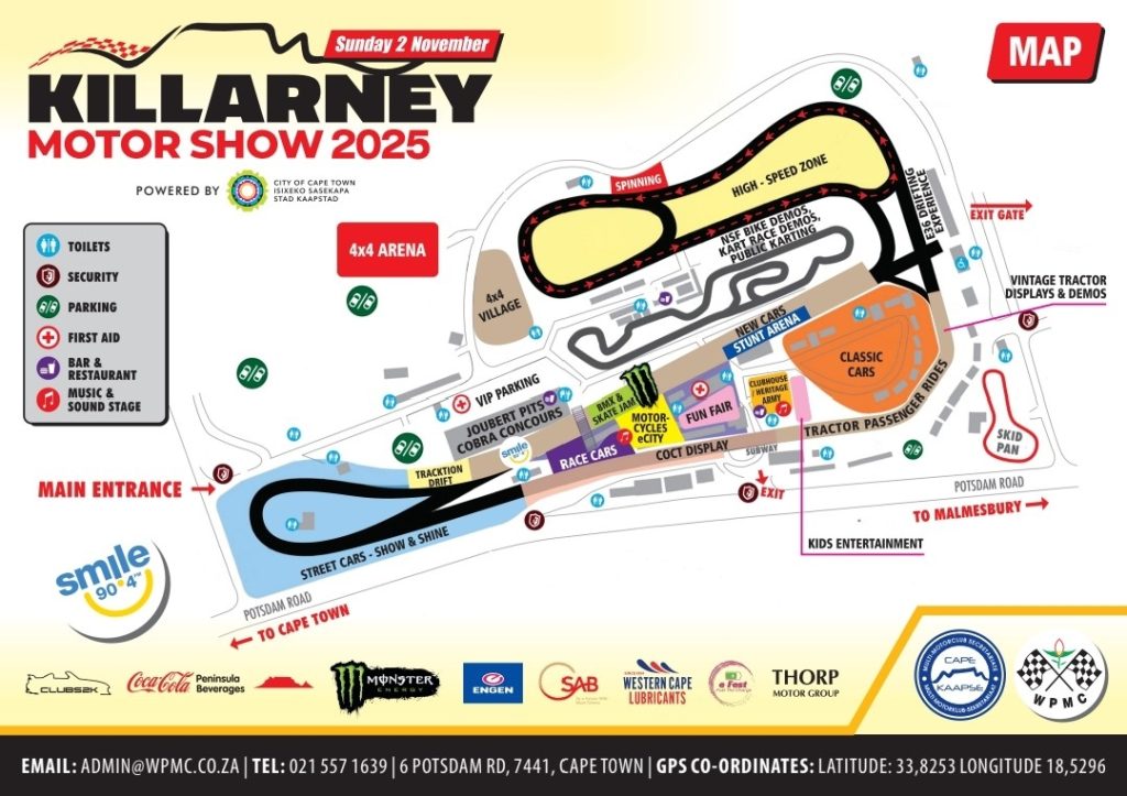 The map for the 2025 Killarney Motor Show.
