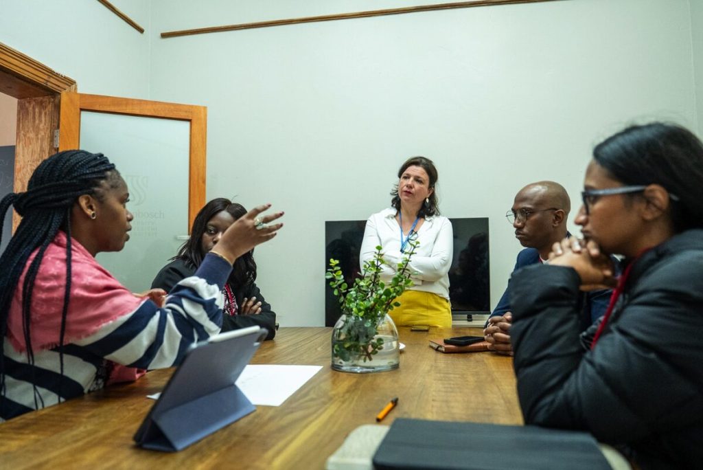 Marli Goussard, co-founder and CEO of Impact Hub Cape Winelands, unpacks the difference between creating social value and economic value - and why both matter - at the Impact Innovation Masterclass on Shared Economic Value Creation, part of the Bill & Melinda Gates Foundation’s Goalkeepers Programme in collaboration with Stellenbosch University’s SDG/2063 Impact Hub and Policy Innovation Lab. Photo: SA Filmworx.