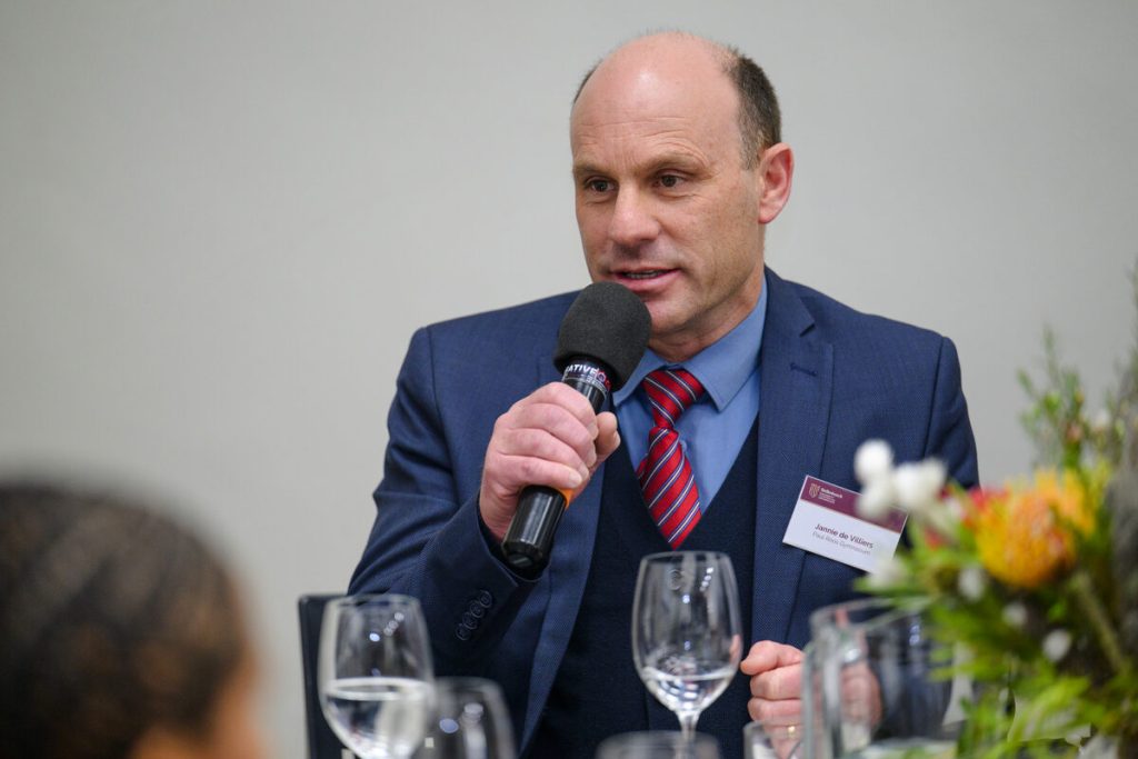 Jannie de Villiers, rector of Paul Roos Gymnasium, called for a concerted effort to instill values and ethics in learners, starting at home and following through to school and university.