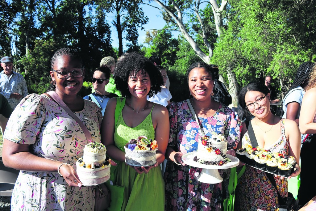 Mulanga Khangale, Tarryn Plaatjies, Ruth Benson and Natalia Smit show off their cake creations as part of the birthday celebrations. Photo: Yaël Malgas
