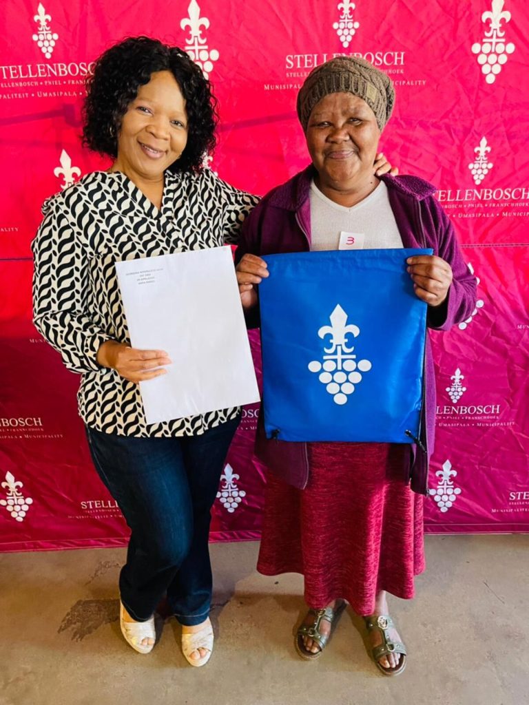 Title deed handover to 63 residents of Khayamandi by Stellenbosch Municipality at Amazink.
