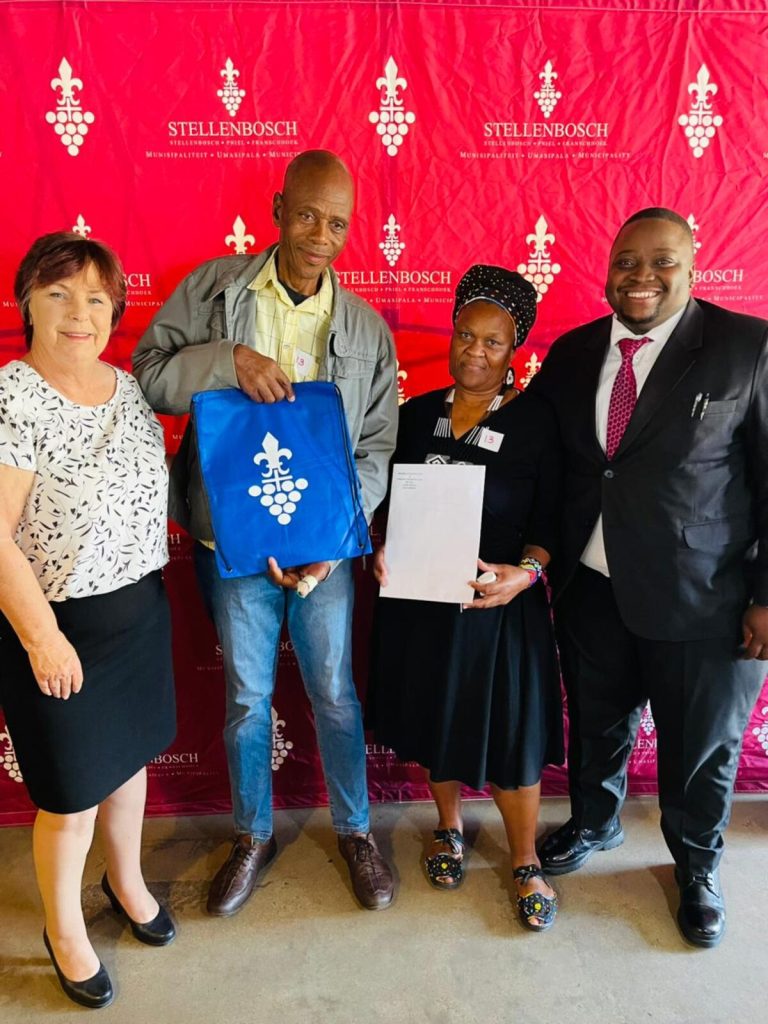 Title deed handover to 63 residents of Khayamandi by Stellenbosch Municipality at Amazink.