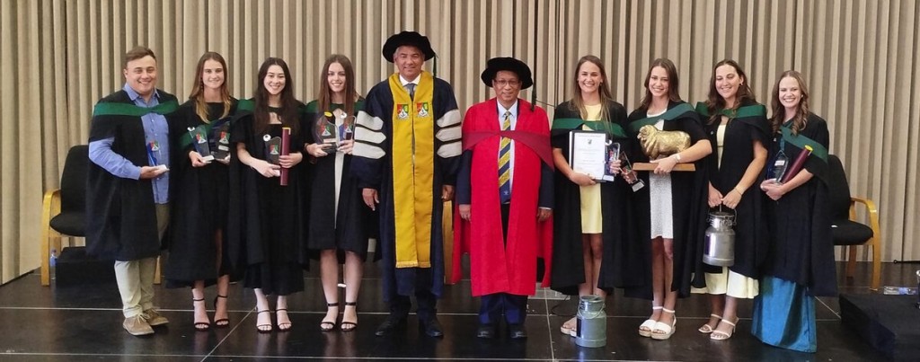 At the EATI graduation ceremony on 6 December (from left) are Erich Daneel Wessels, Kara du Toit, Donnae Samantha Adams, Claudia Monin, Granville Stander, provincial minister Dr Ivan Meyer, Jaun-Mari van Jaarsveld, Rianette Swart, Wilmarie Hannah Coetzee and Anelda Coetzee.