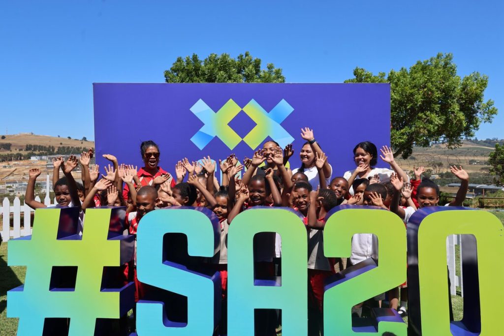 Excited learners and staff members of Pieter Langeveldt Primary School cheering during the SA20 Trophy Tour stop at the school in Cloetesville school on Tuesday 2 December.