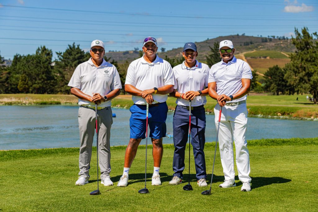 Ready to tee-off  Francois Boois, Roger Telemachus, Tristan Boois and Shaun Bartlett. 
Photo: Viola Anthony