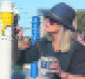 Harbour bollards a riot of colour