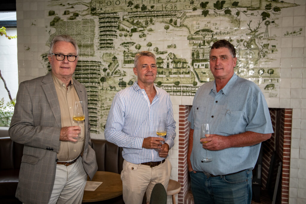 Andrew Jones (Deputy Chairman Cape Town Heritage Foundation), Ian Pretorius (Chairman Cape Town Heritage Foundation) and André Brink (Groot Phesantekraal owner)