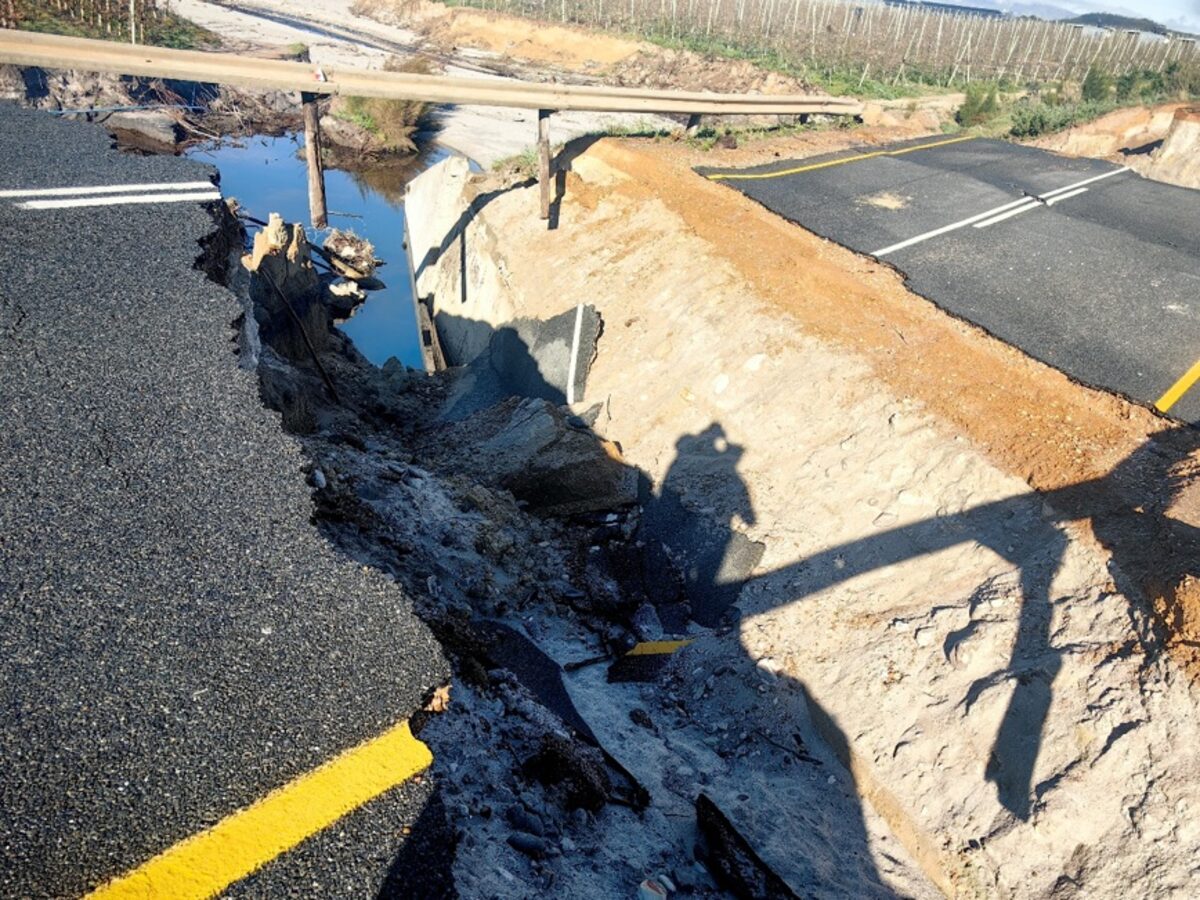Places where the road is washed away due to storms earlier this year.