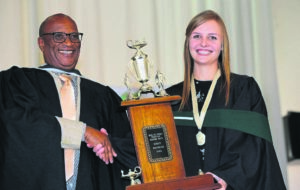 Damesstudent stof manne uit