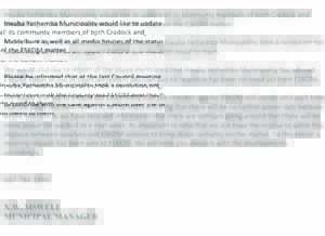 Municipal feedback on Eskom issue