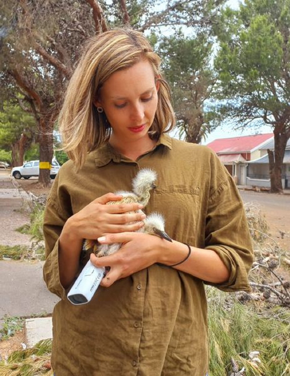 Danelle Murray van die Owl Rescue Centre met 'n vo