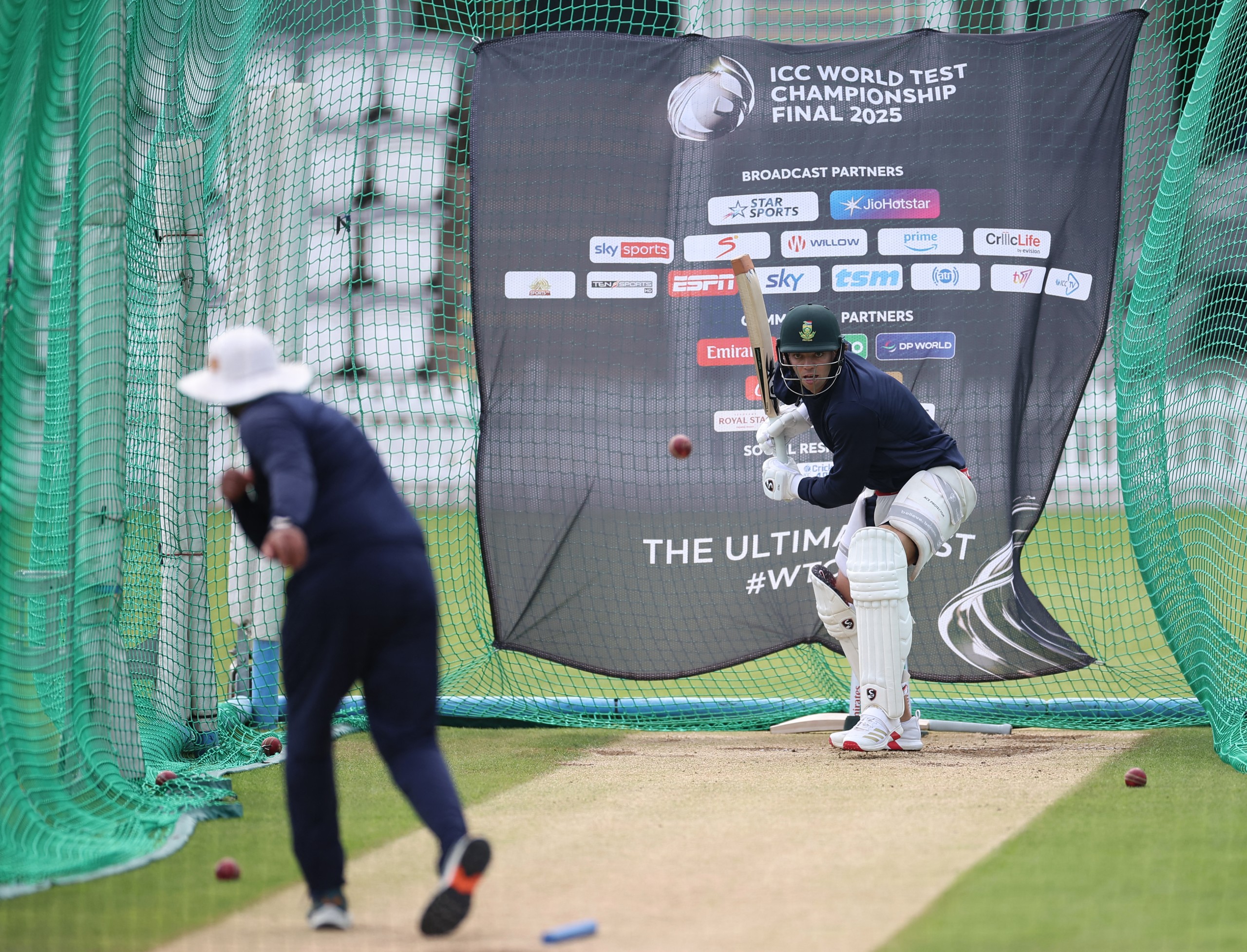 South Africa's Tristan Stubbs during a practice session at Lord's in London ahead of the ICC World Test Championship cricket final match between Australia and South Africa. (Photo by HENRY NICHOLLS / AFP)