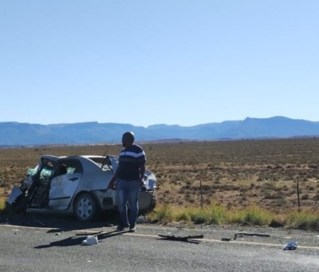 A badly damaged car after an accident.
