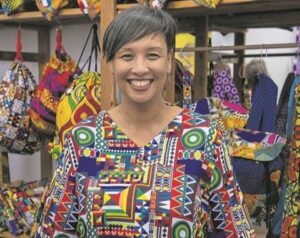 Bernadette displays beautifully crafted items at new store