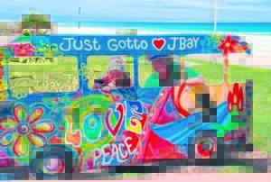 Die vakansiebus in Jeffreysbaai staan gereed