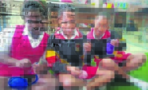 Learners practice knitting skills