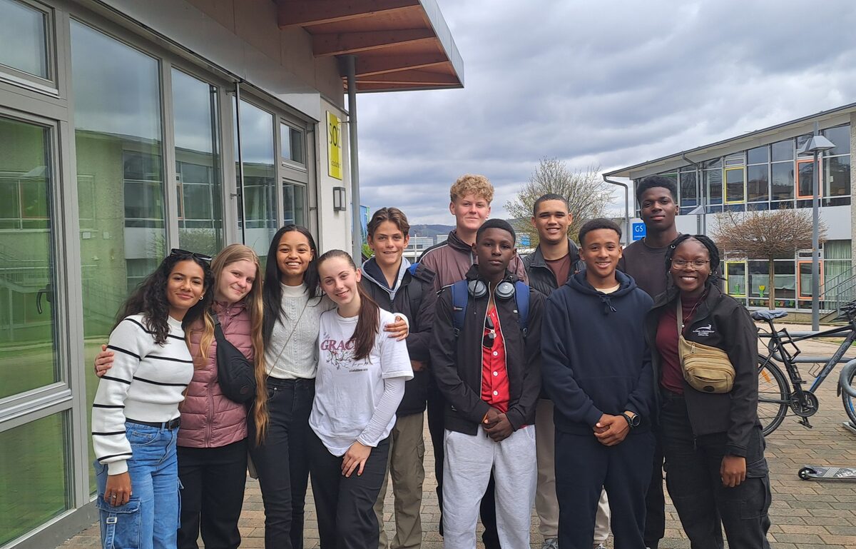 The learners who attended the exchange programme in German standing with bright smiles.
