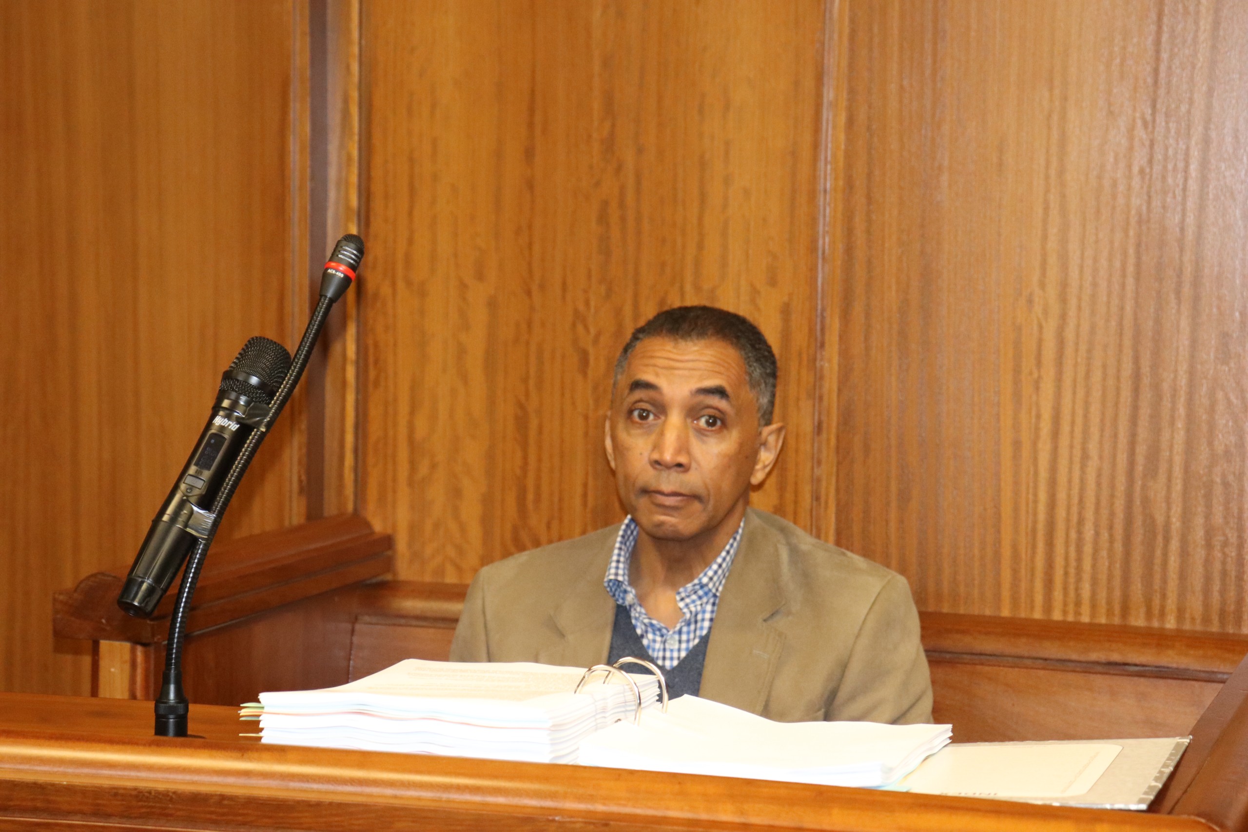 Prof. Derrick Swartz testifying at the Cradock Four inquest.