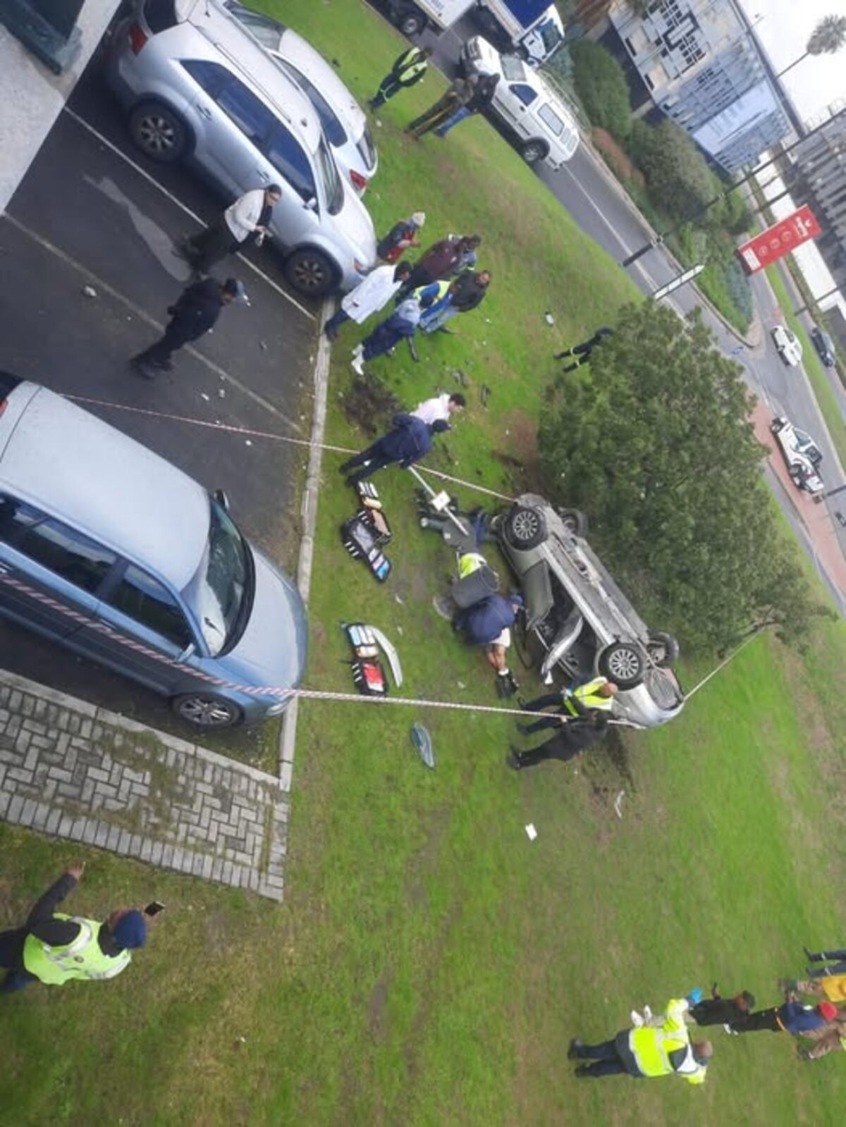 Shock as car plunges off bridge near Canal Walk entrance