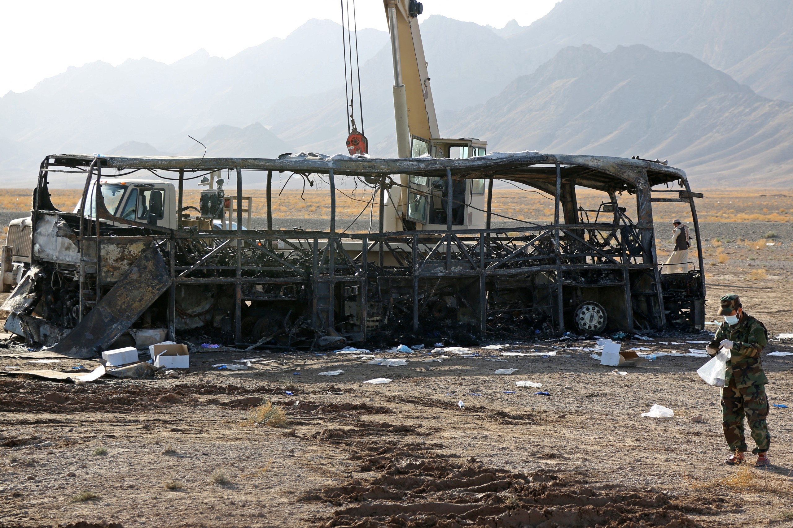 Seventy-six people died in the accident in Herat province’s Guzara district on Tuesday night when the passenger bus hit a motorcycle and a truck transporting fuel, causing an explosive fire.