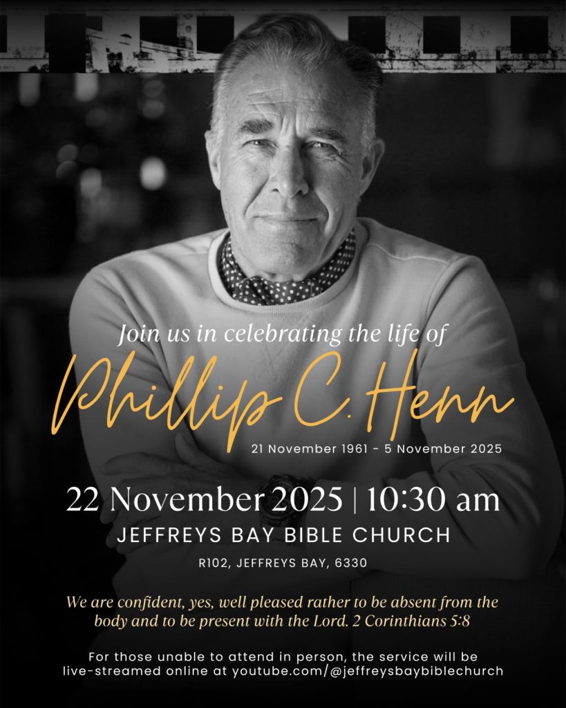 'n Gedenkdiens vir die ontslape akteur Phillip Henn word op Saterdag 22 November om 10:30 in die Jeffreys Bay Bible Church gehou. Die diens sal per videostroom uitgesaai word.
