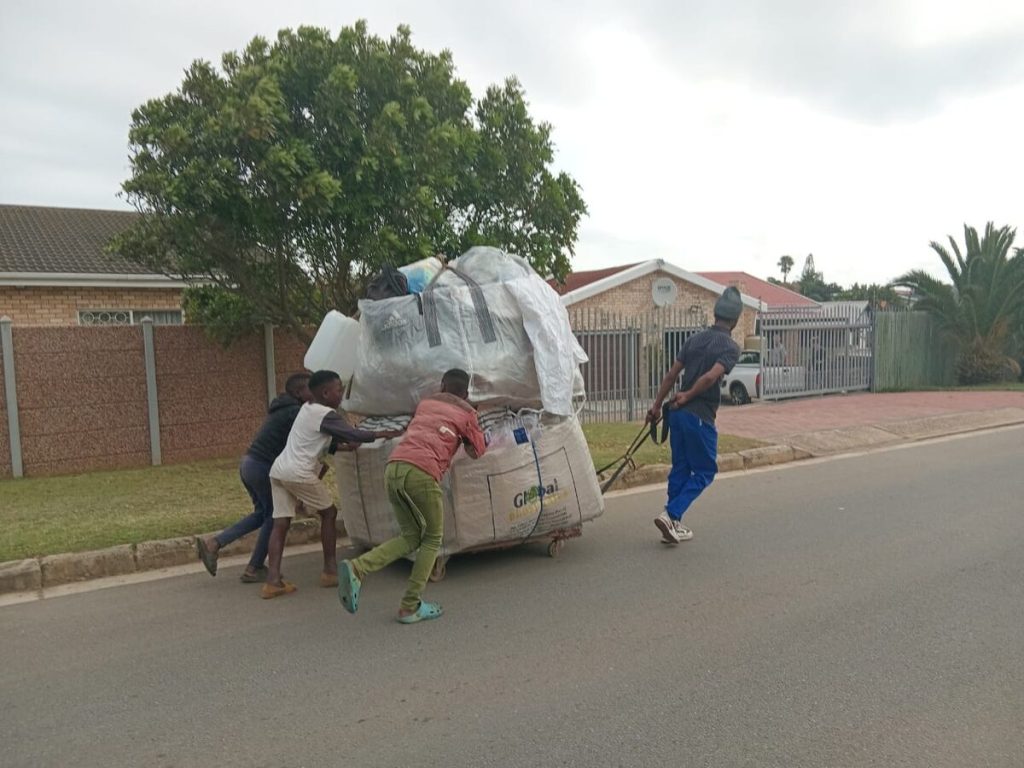 The team collecting recyclables.