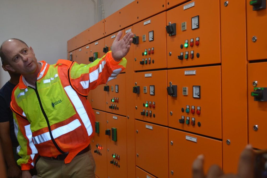 Jaques du Toit (Project Management Unit manager) at the KwaNomzamo Wastewater Treatment Works (WWTW) control room.