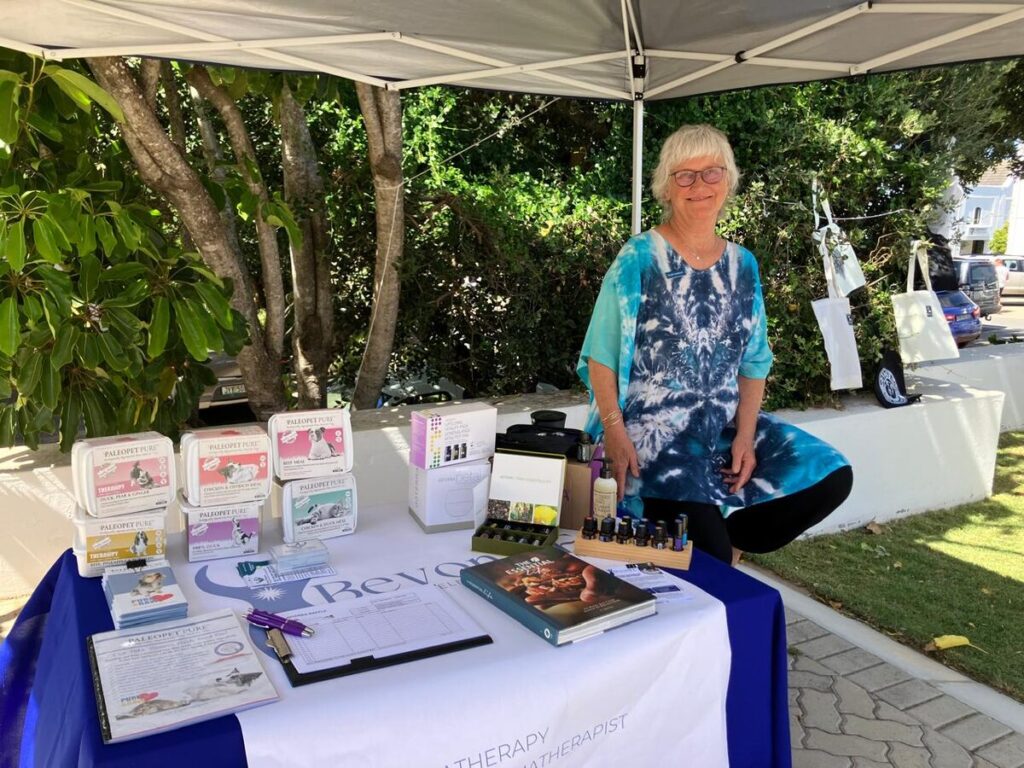 Ellen Durrant standing at a stall.