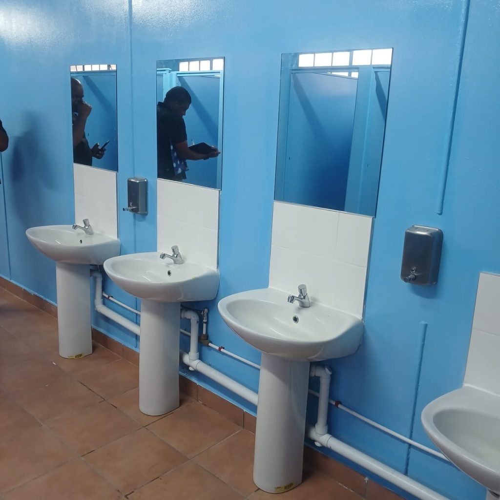 The newly installed basins at Pellsrus Primary School.