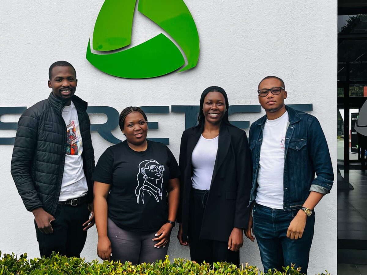 Four local graduates join the Jeffreys Bay Wind Farm wind turbine technician training programme.