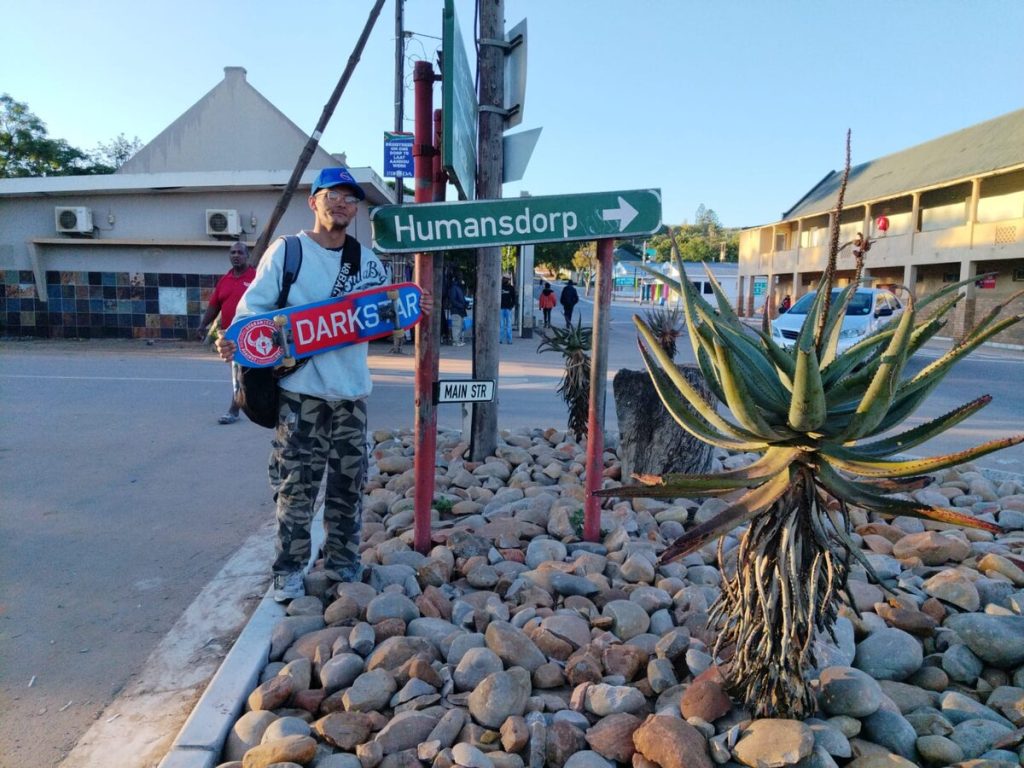 Nathan Du Preez skateboarding during his 20,000km Guinness World Record fundraising challenge for homeless youth.
