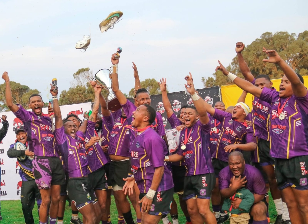 Kruisfontein United players celebrate after winning the 2026 Score Grand Challenge final.