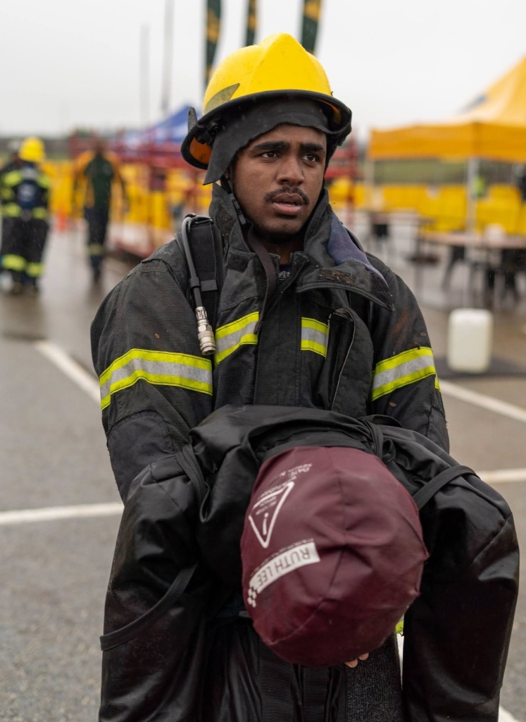 Fireman Geoffrey Smith from Hankey Fire Station at the Toughest Firefighter Alive Competition 2026 in George.