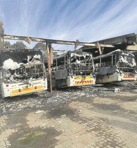 Five AB350 buses set alight