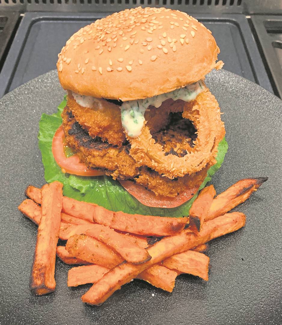 Chef Charmaine’s chickpea burger with coconut onio