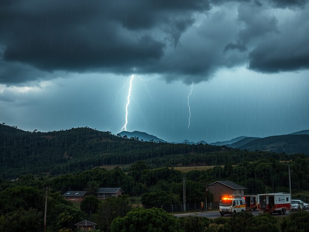 Dark clouds and thunder.