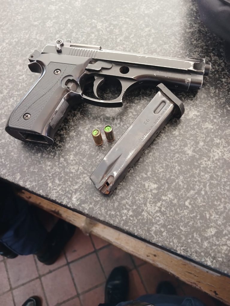 The alleged toy gun used by the suspects.
