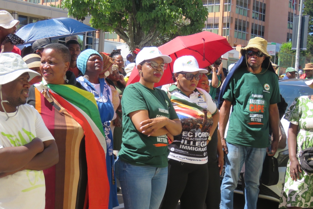 Protestors marching outside the offices of the Department of home Affairs in Mthatha.