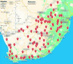 Herlaaistasies vir elektriese voertuie op die kaart in Noord-Kaap