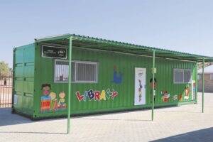 Container library donated to school