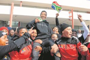 Ontvang sokkerheld uitgelate